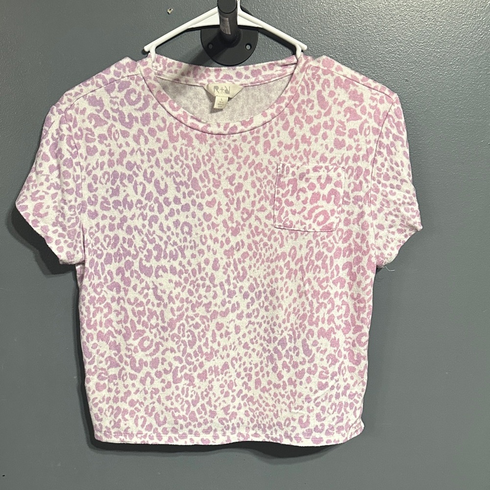 Trendy Pink Leopard Print Short Sleeve Tee